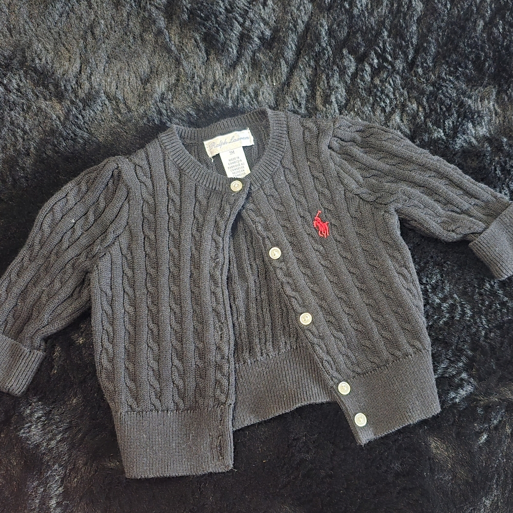 Ralph Lauren Charcoal Cable Knit Kids Sweater